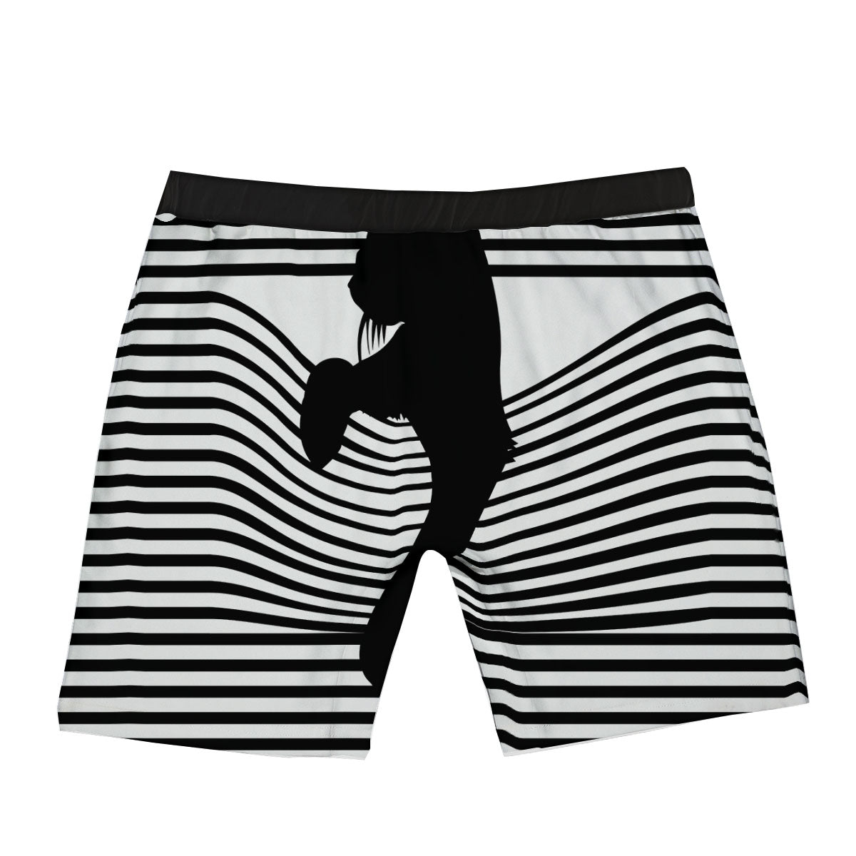 Striped Black Cat Print Boxer Briefs-grizzshop