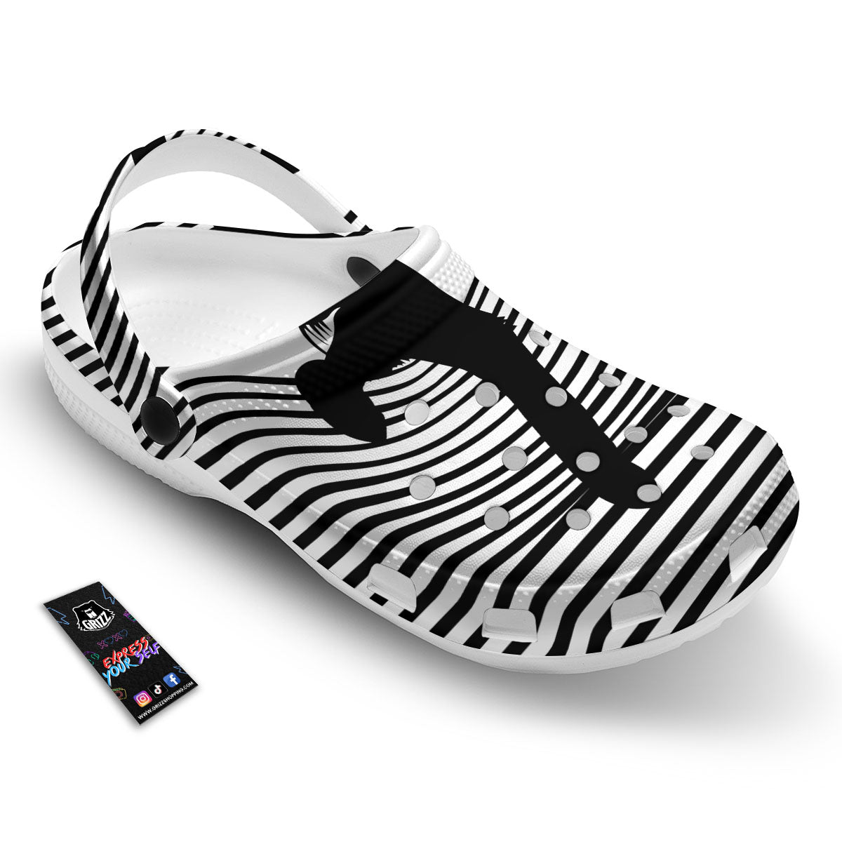 Striped Black Cat Print Clog-grizzshop