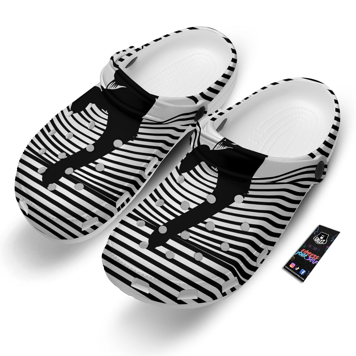 Striped Black Cat Print Clog-grizzshop