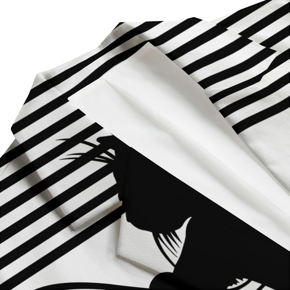 Striped Black Cat Print Men's Blazer-grizzshop