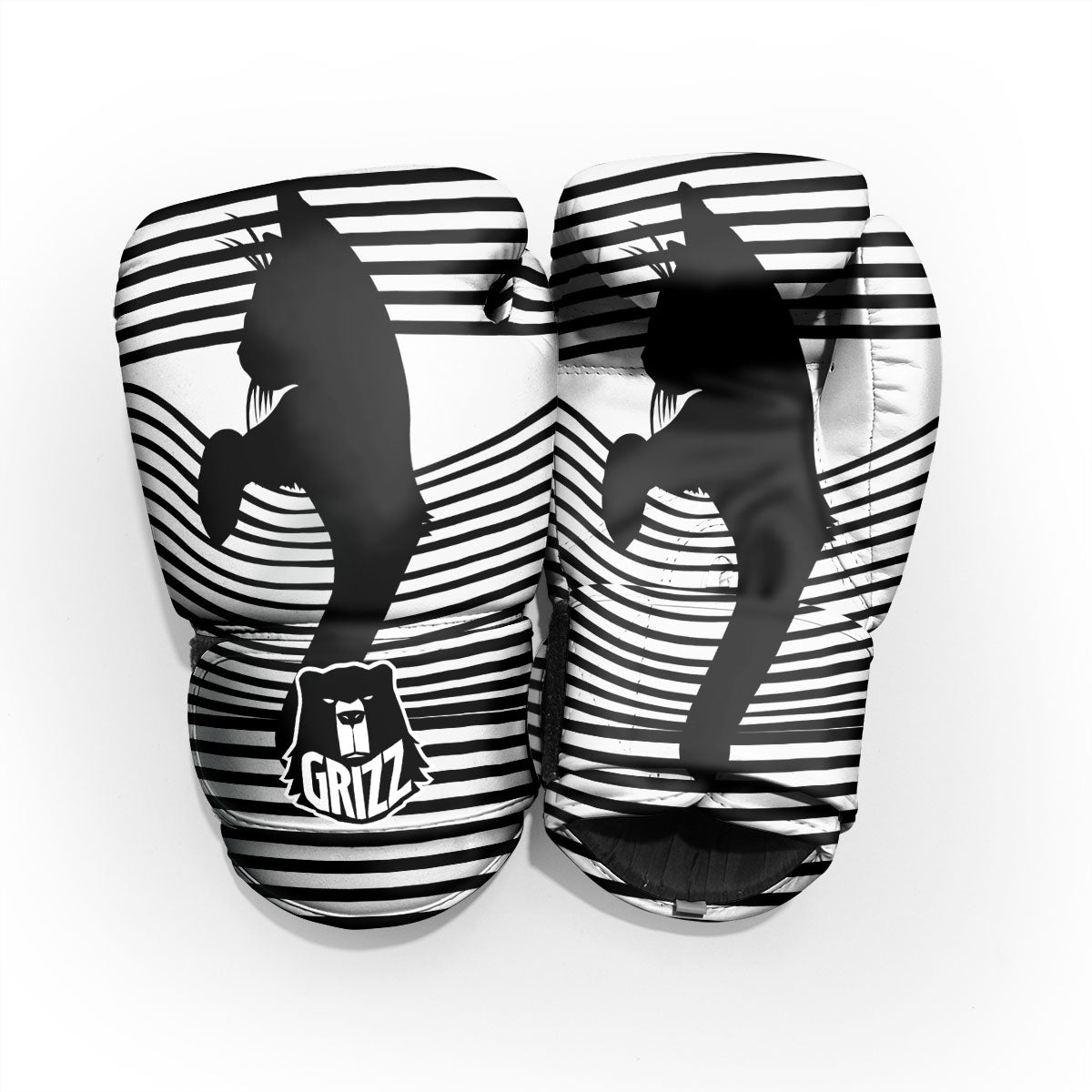 Striped Black Cat Print Pro Boxing Glove