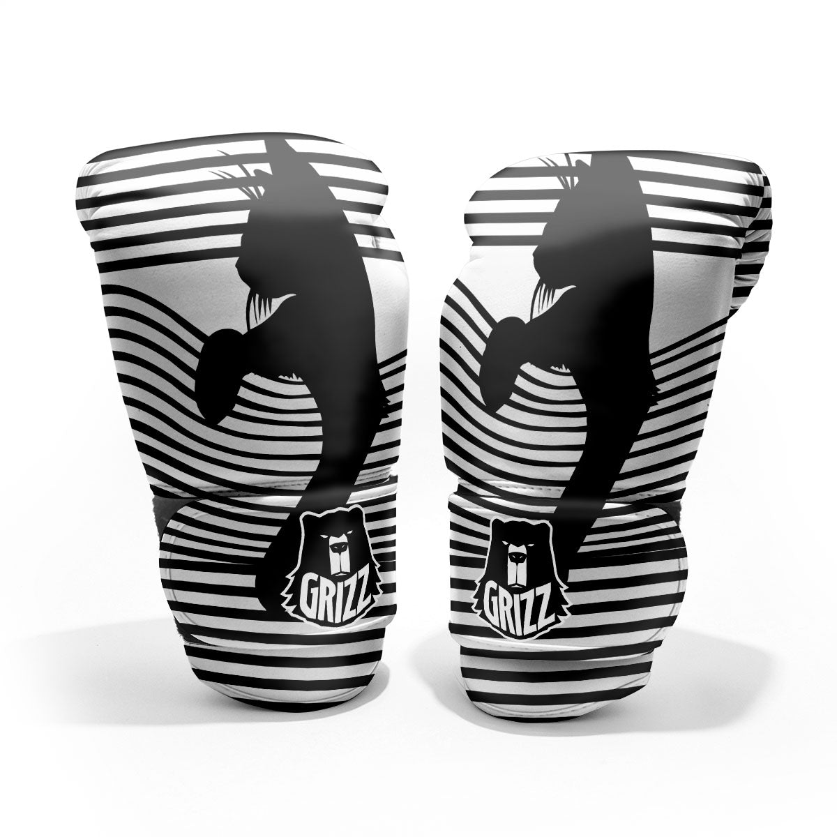Striped Black Cat Print Pro Boxing Glove