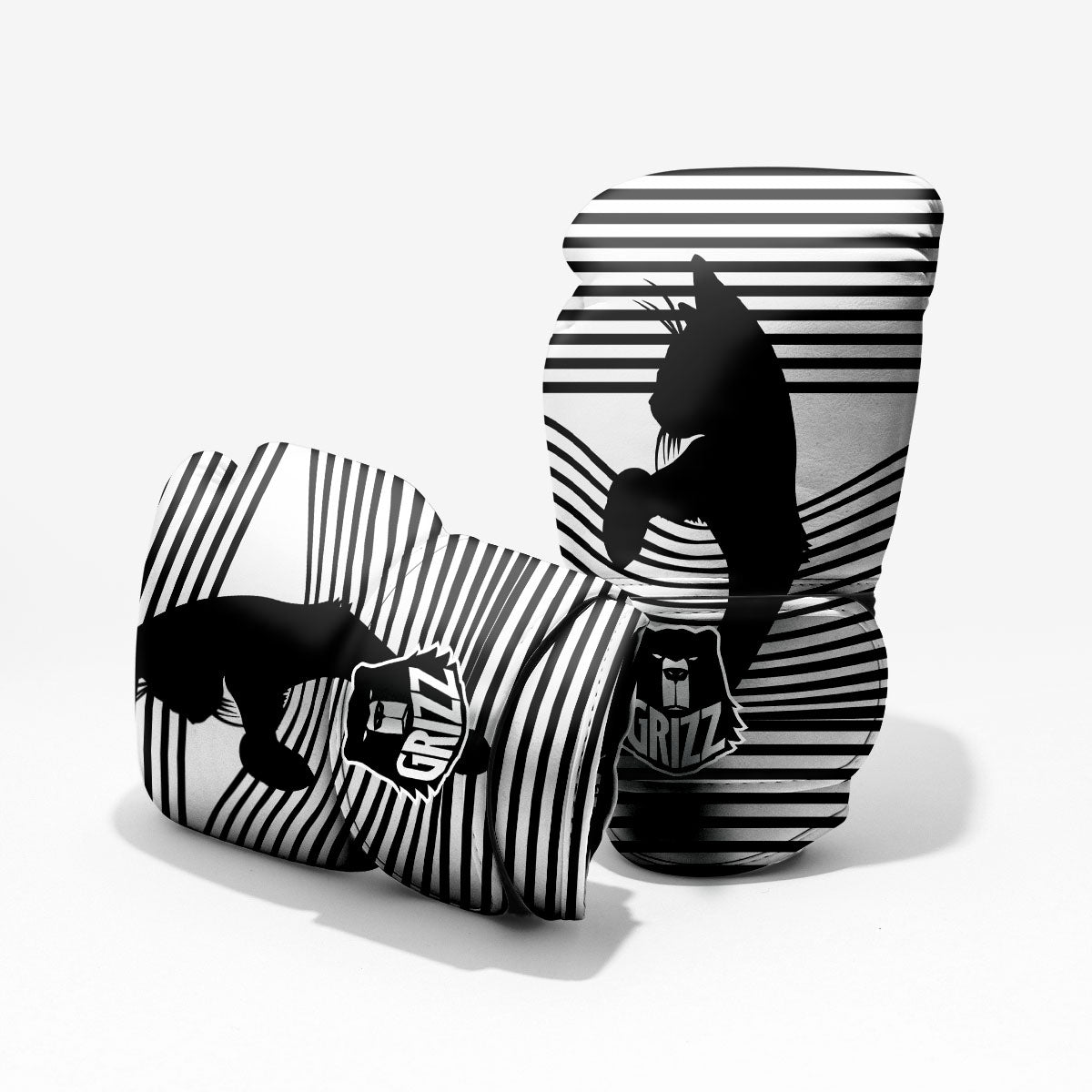 Striped Black Cat Print Pro Boxing Glove