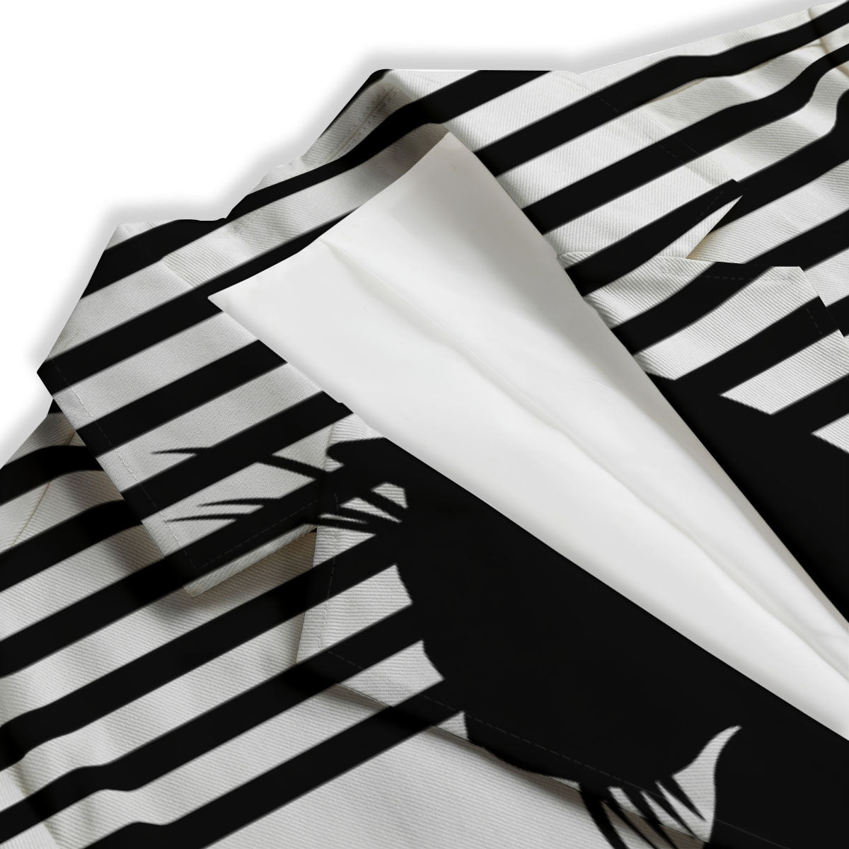 Striped Black Cat Print Women's Blazer-grizzshop