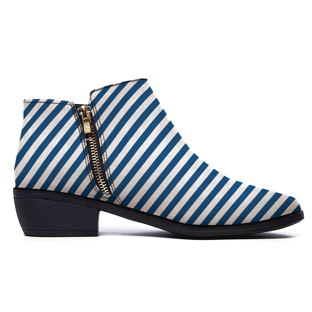 Striped Blue Print Pattern Ankle Boots-grizzshop