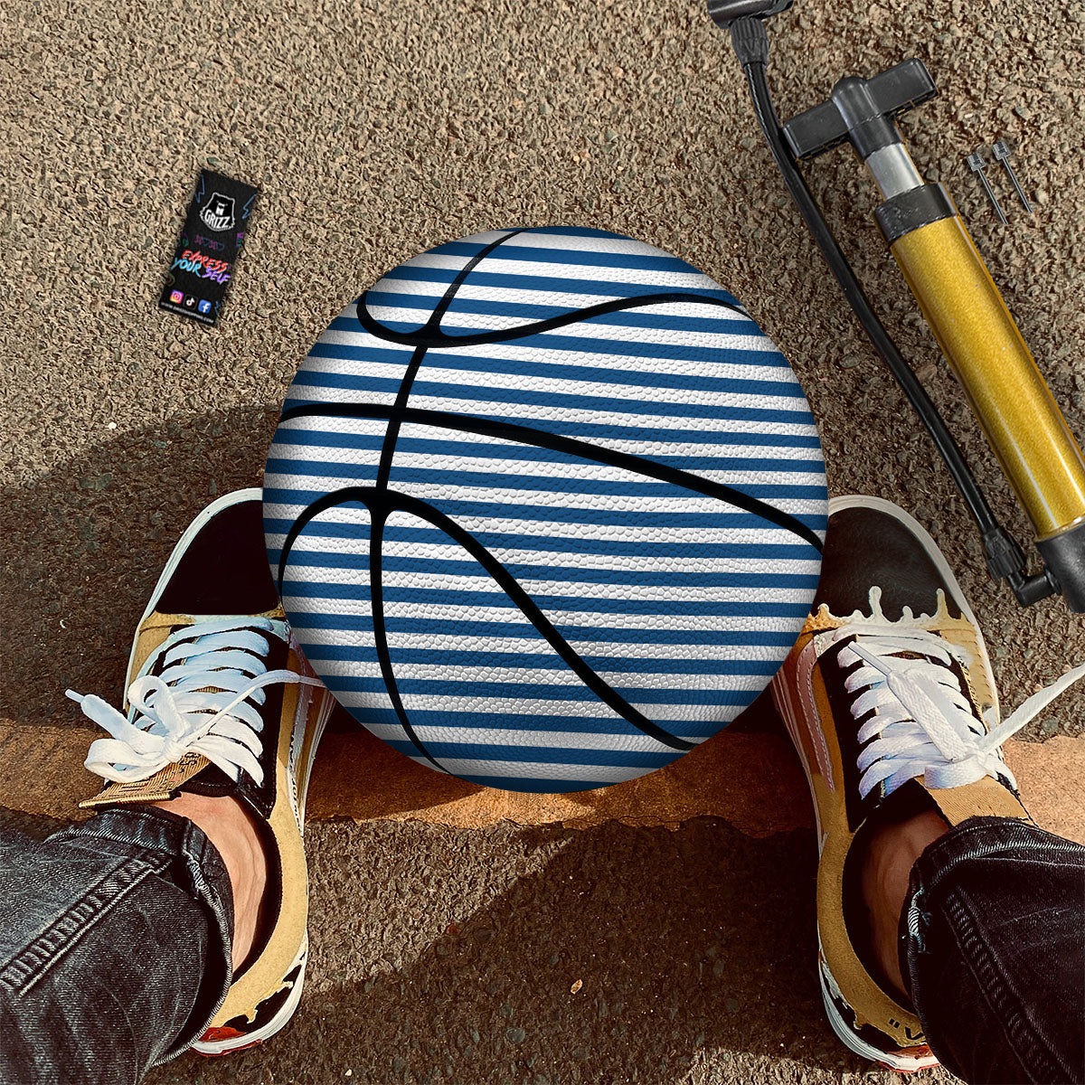 Striped Blue Print Pattern Basketball-grizzshop