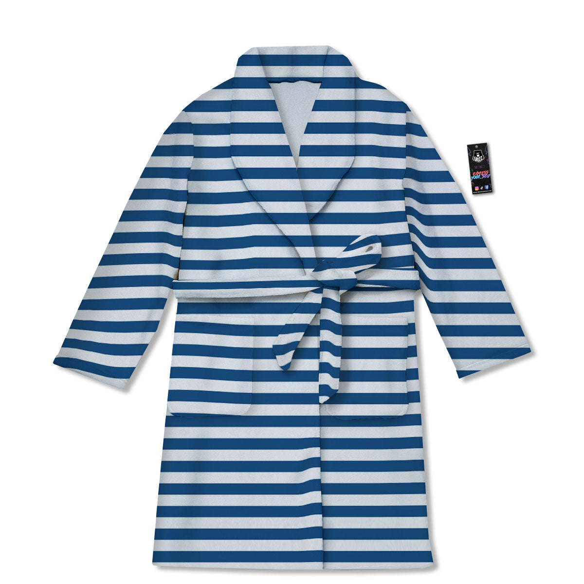 Striped Blue Print Pattern Bathrobe-grizzshop