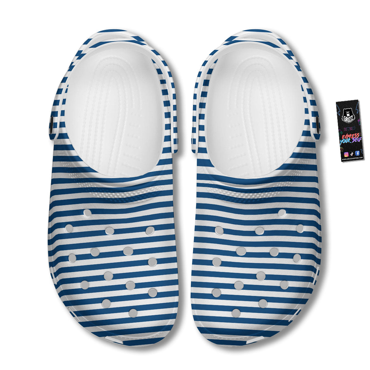 Striped Blue Print Pattern Clog-grizzshop
