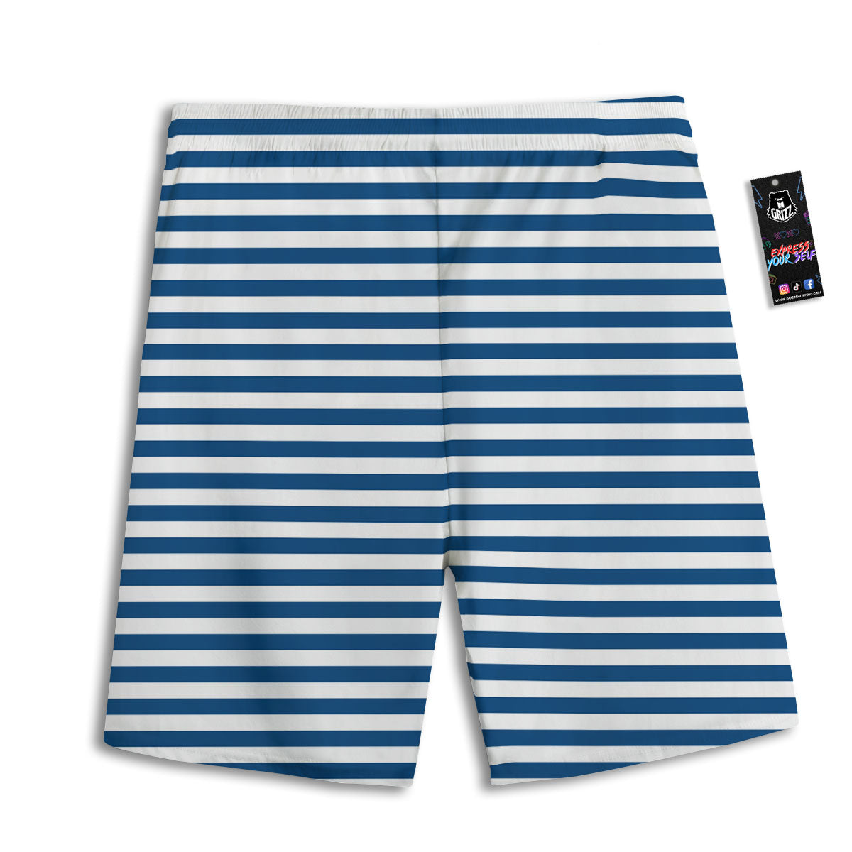 Striped Blue Print Pattern Men's Athletic Shorts