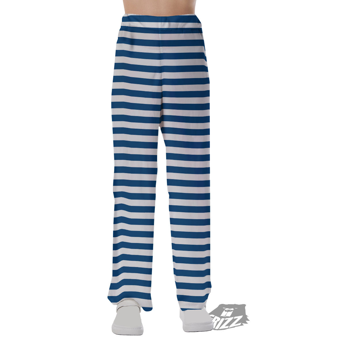 Striped Blue Print Pattern Pajama Pants-grizzshop