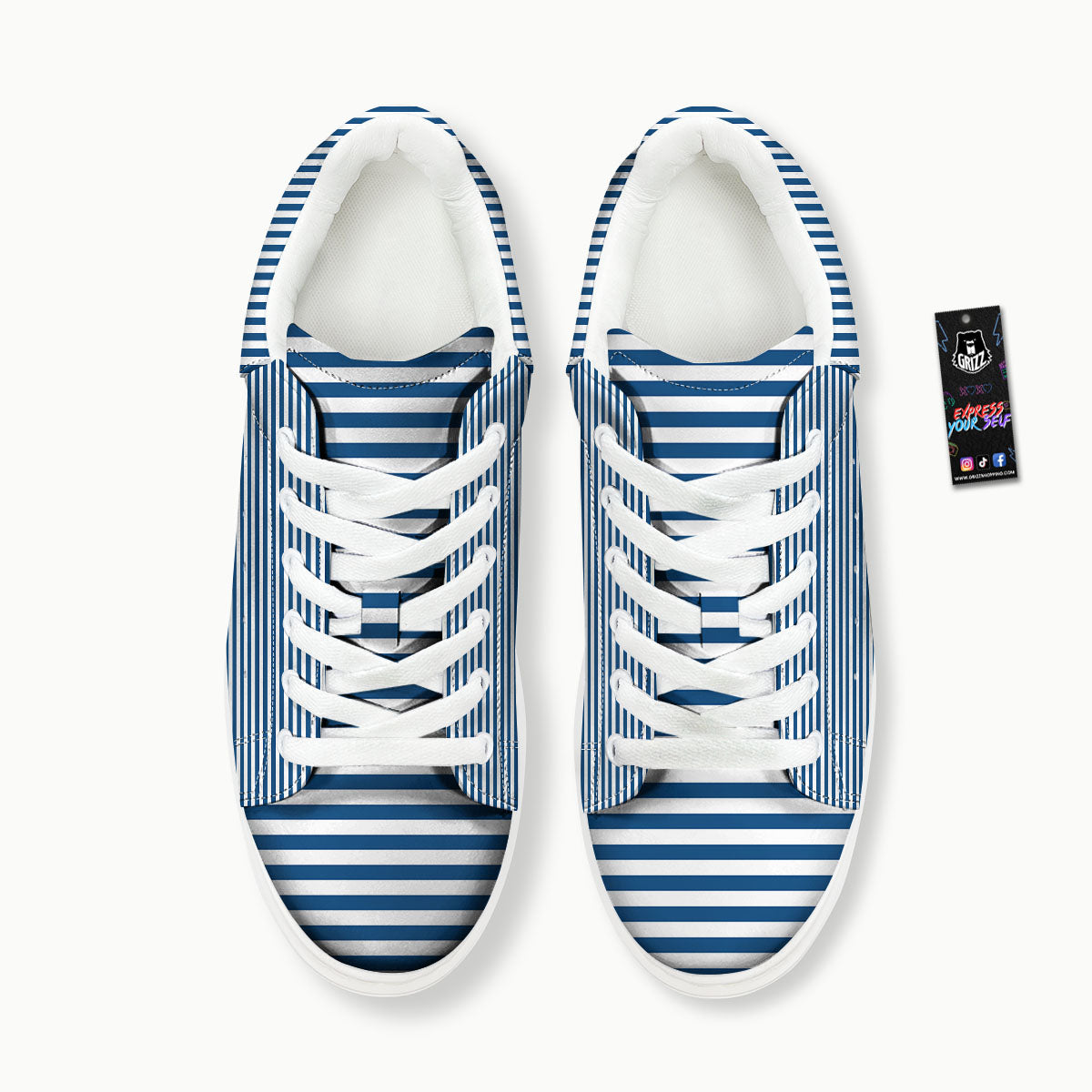 Striped Blue Print Pattern Platform Shoes-grizzshop