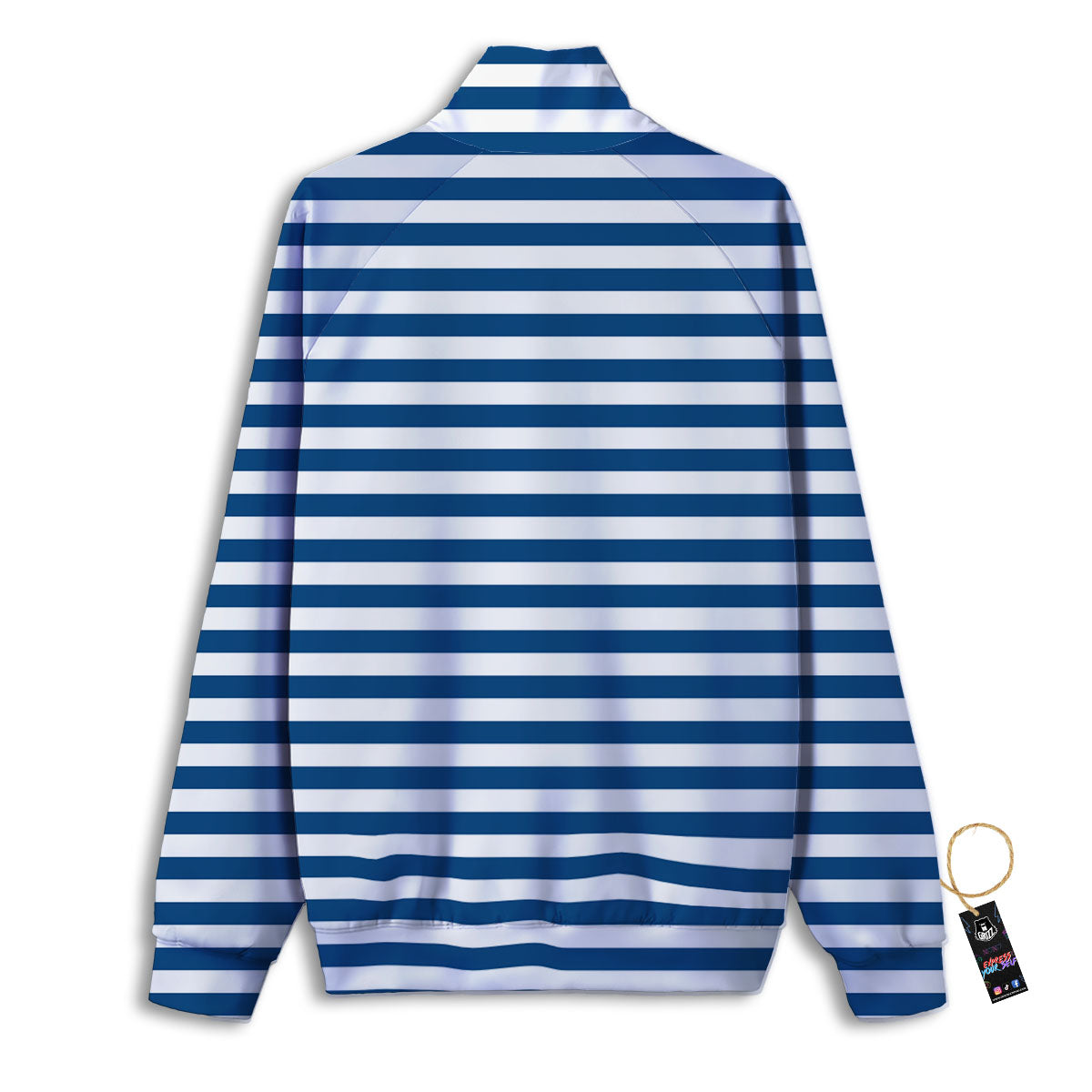 Striped Blue Print Pattern Track Jacket-grizzshop