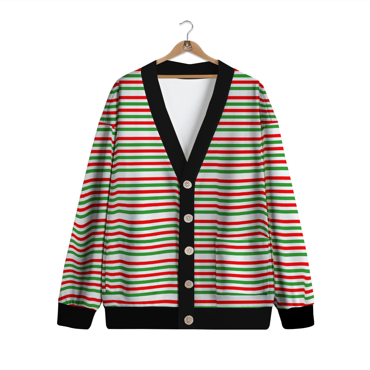 Striped Candy Cane Print Pattern Cardigan-grizzshop