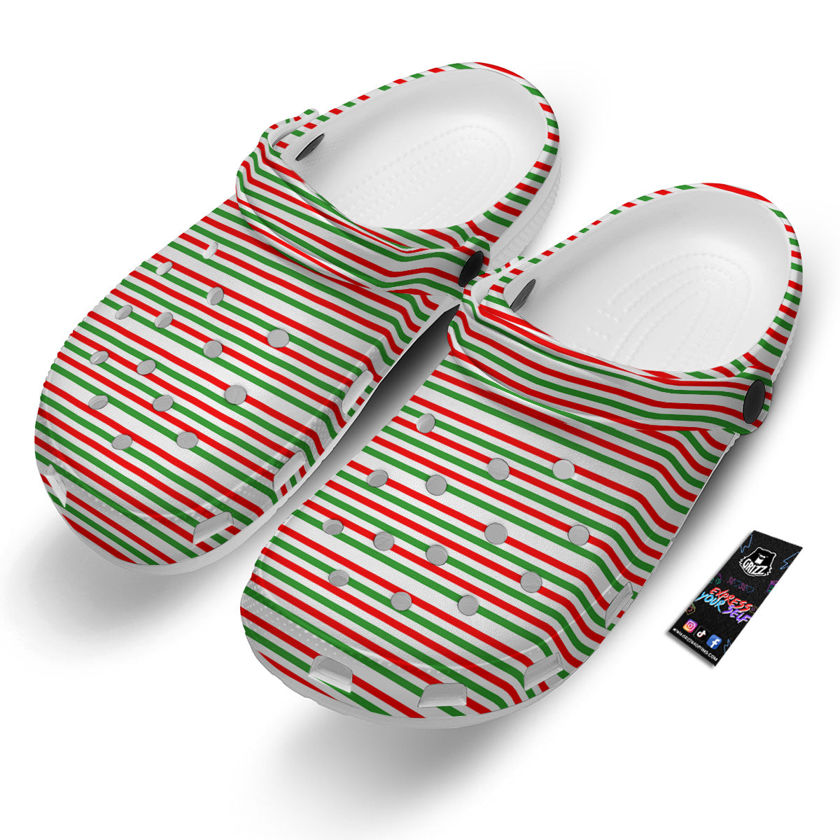 Striped Candy Cane Print Pattern Clog-grizzshop