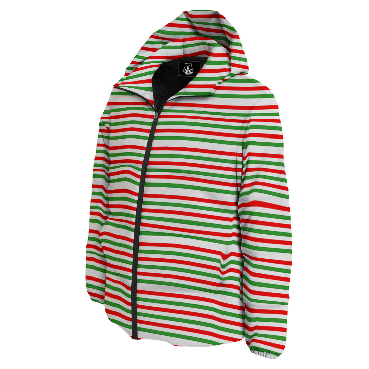 Striped Candy Cane Print Pattern Down Jacket-grizzshop