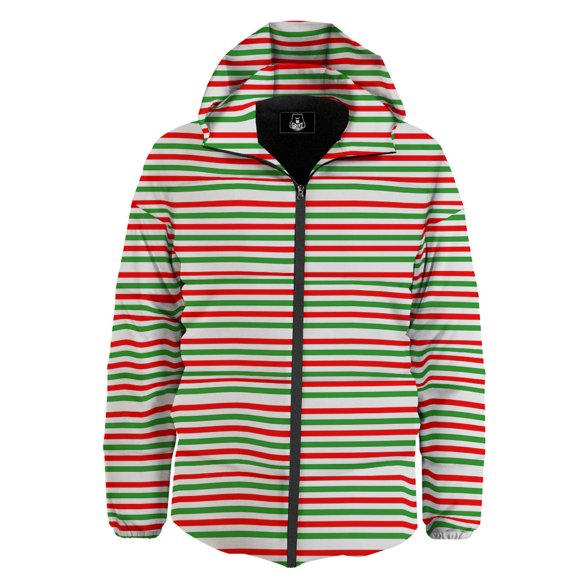 Striped Candy Cane Print Pattern Down Jacket-grizzshop