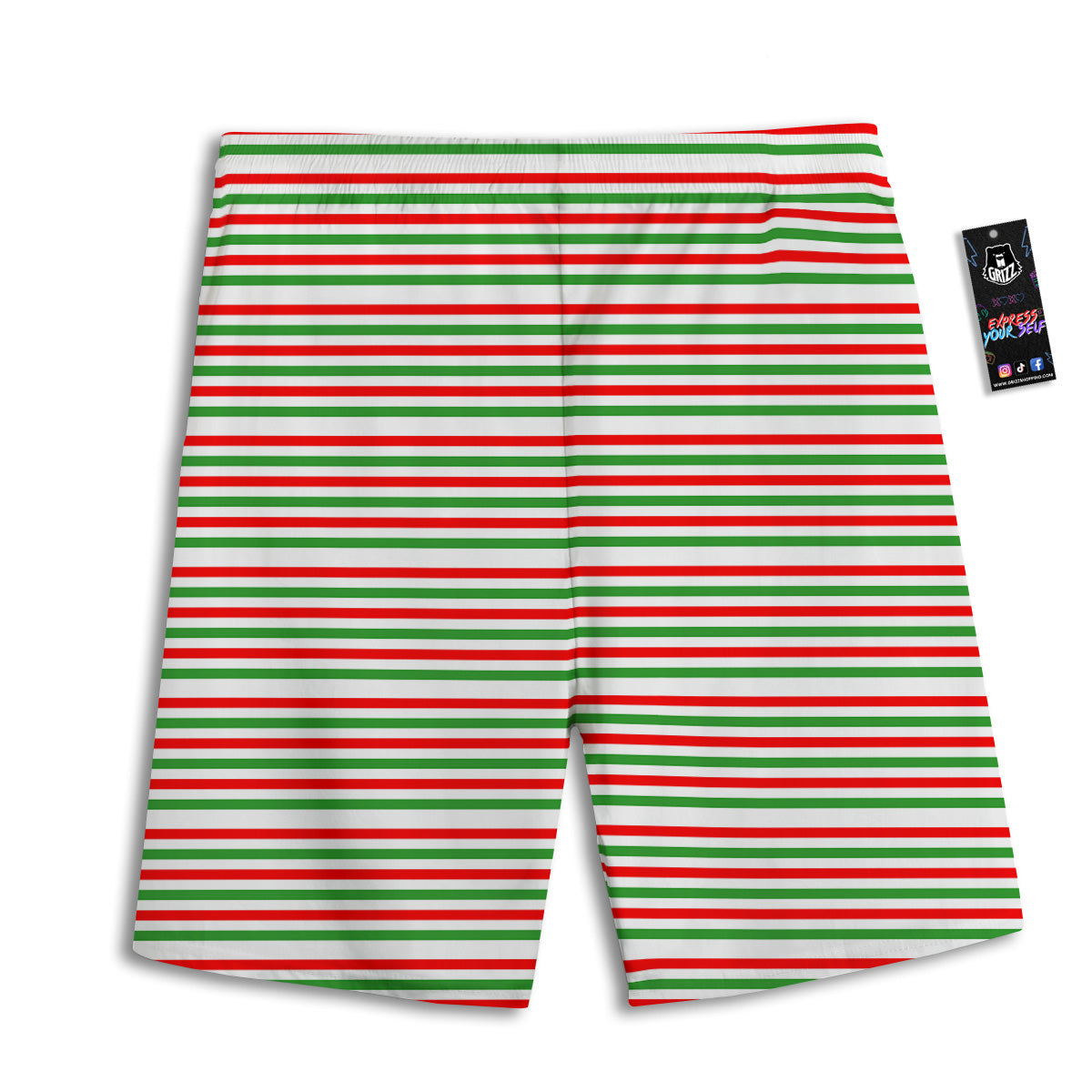 Striped Candy Cane Print Pattern Men's Athletic Shorts