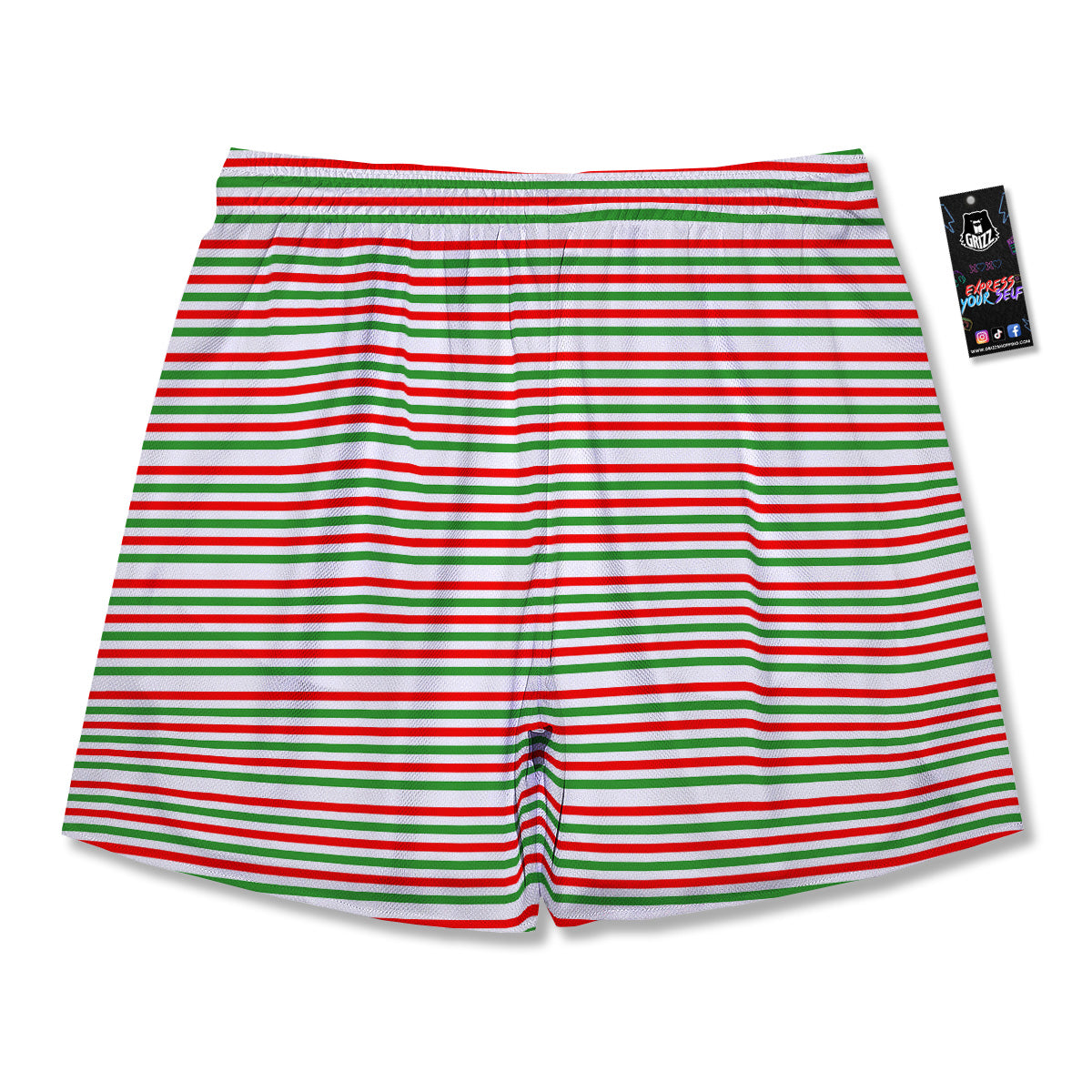 Striped Candy Cane Print Pattern Men's Running Shorts-grizzshop