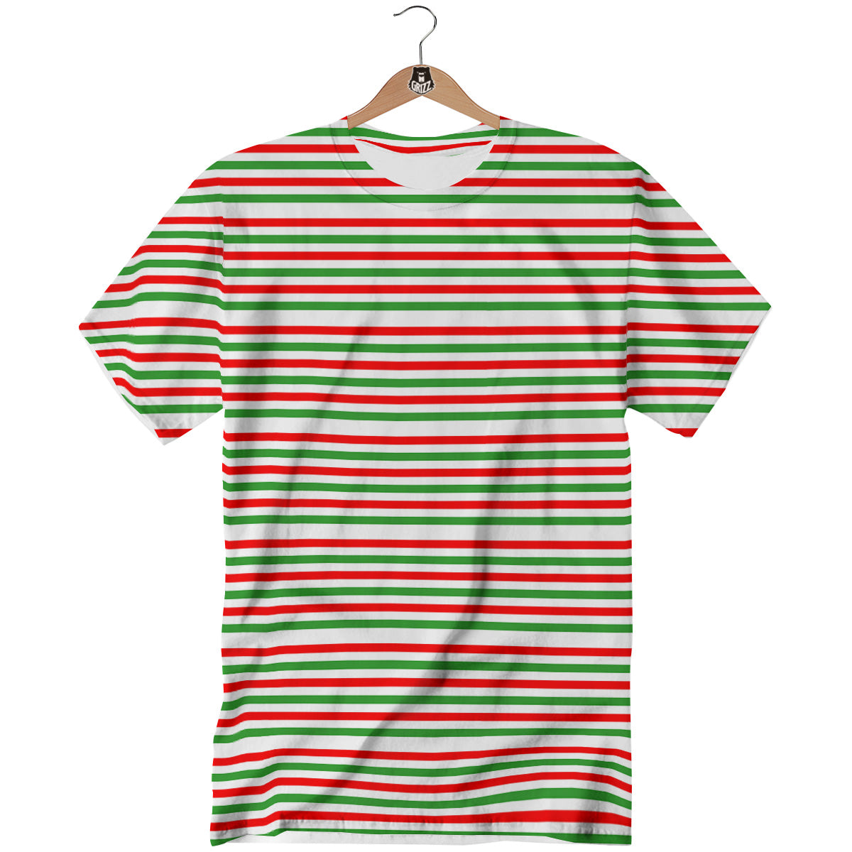 Striped Candy Cane Print Pattern T-Shirt-grizzshop