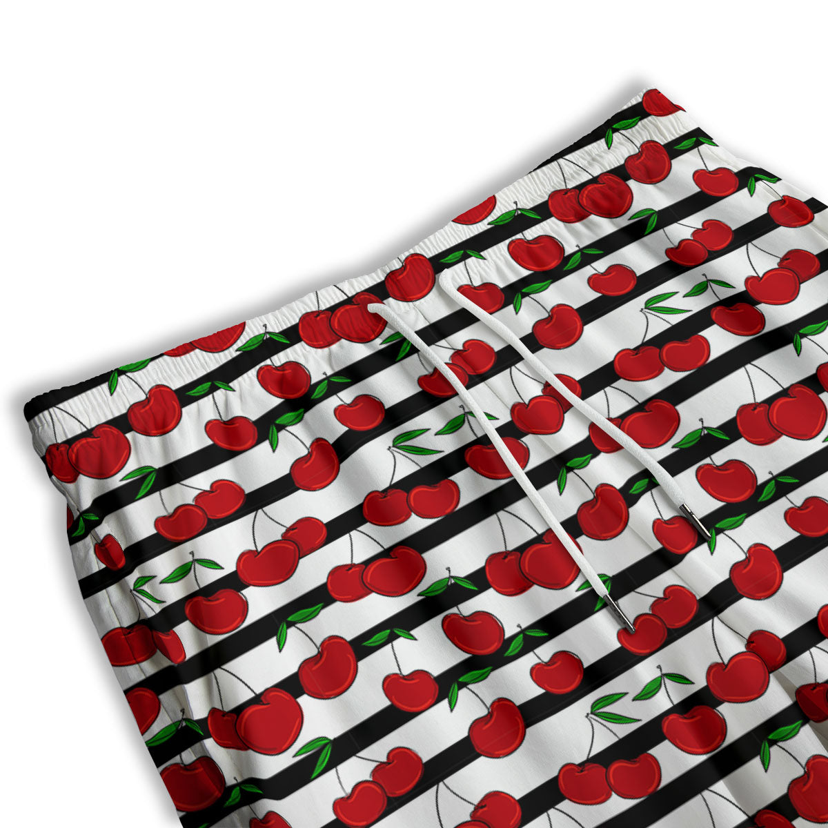 Striped Cherry Print Pattern Men's Athletic Shorts