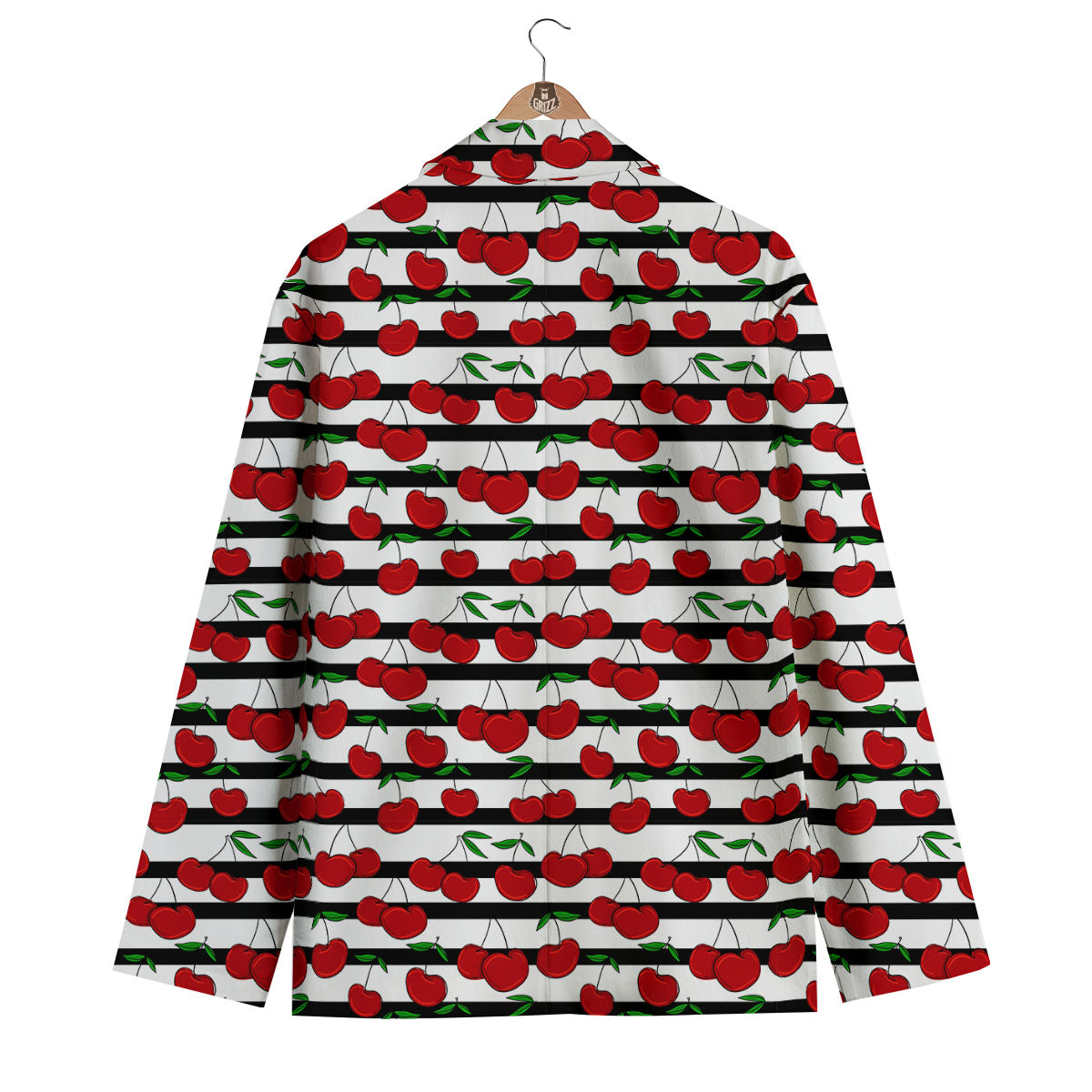 Striped Cherry Print Pattern Men's Blazer-grizzshop
