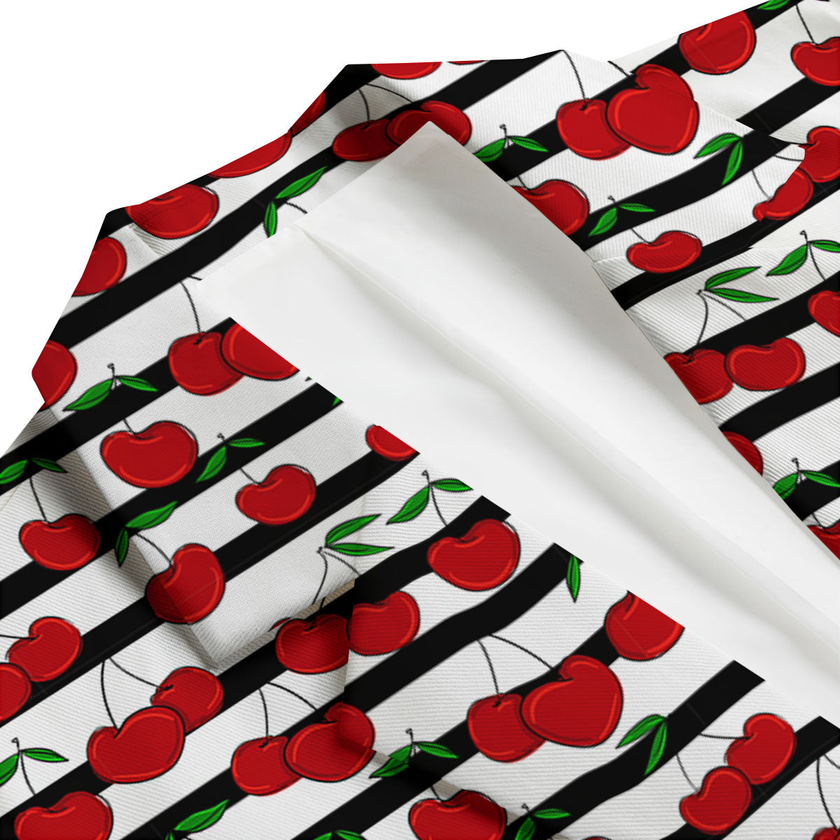 Striped Cherry Print Pattern Men's Blazer-grizzshop