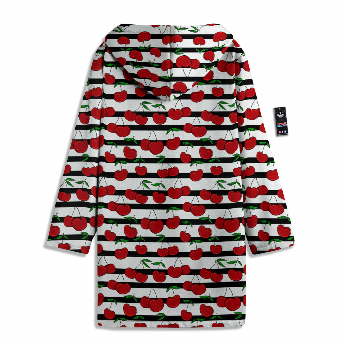 Striped Cherry Print Pattern Men's Windbreaker Jacket-grizzshop