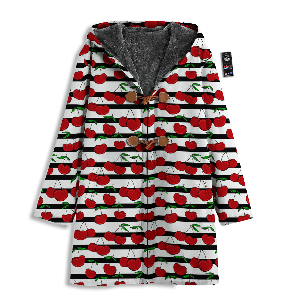 Striped Cherry Print Pattern Men's Windbreaker Jacket-grizzshop