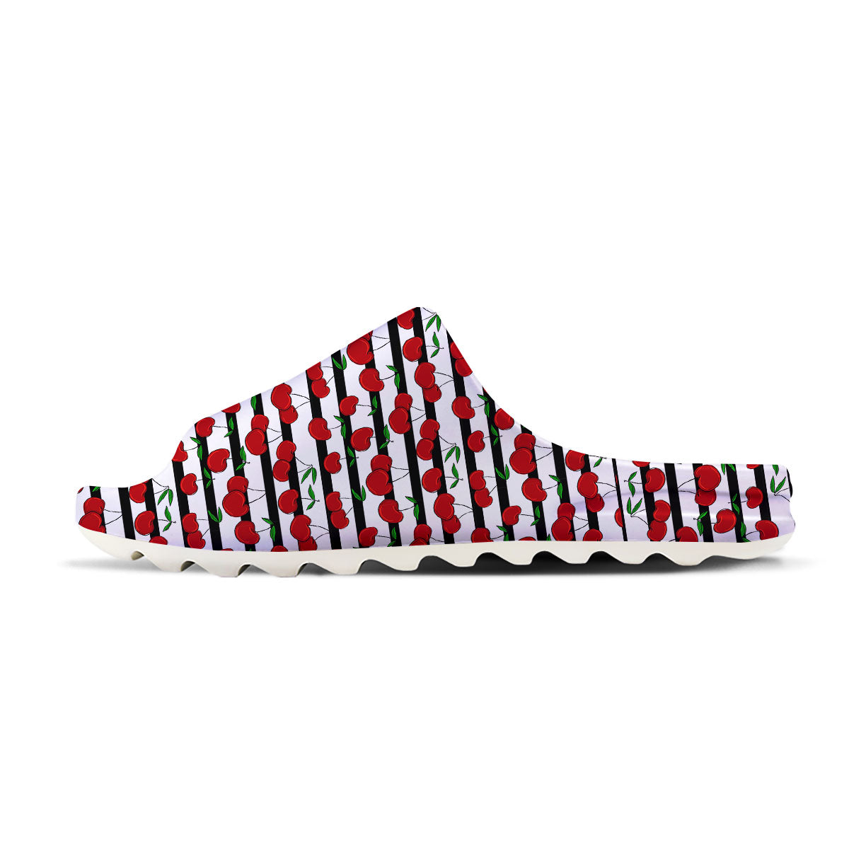 Striped Cherry Print Pattern Sandals-grizzshop