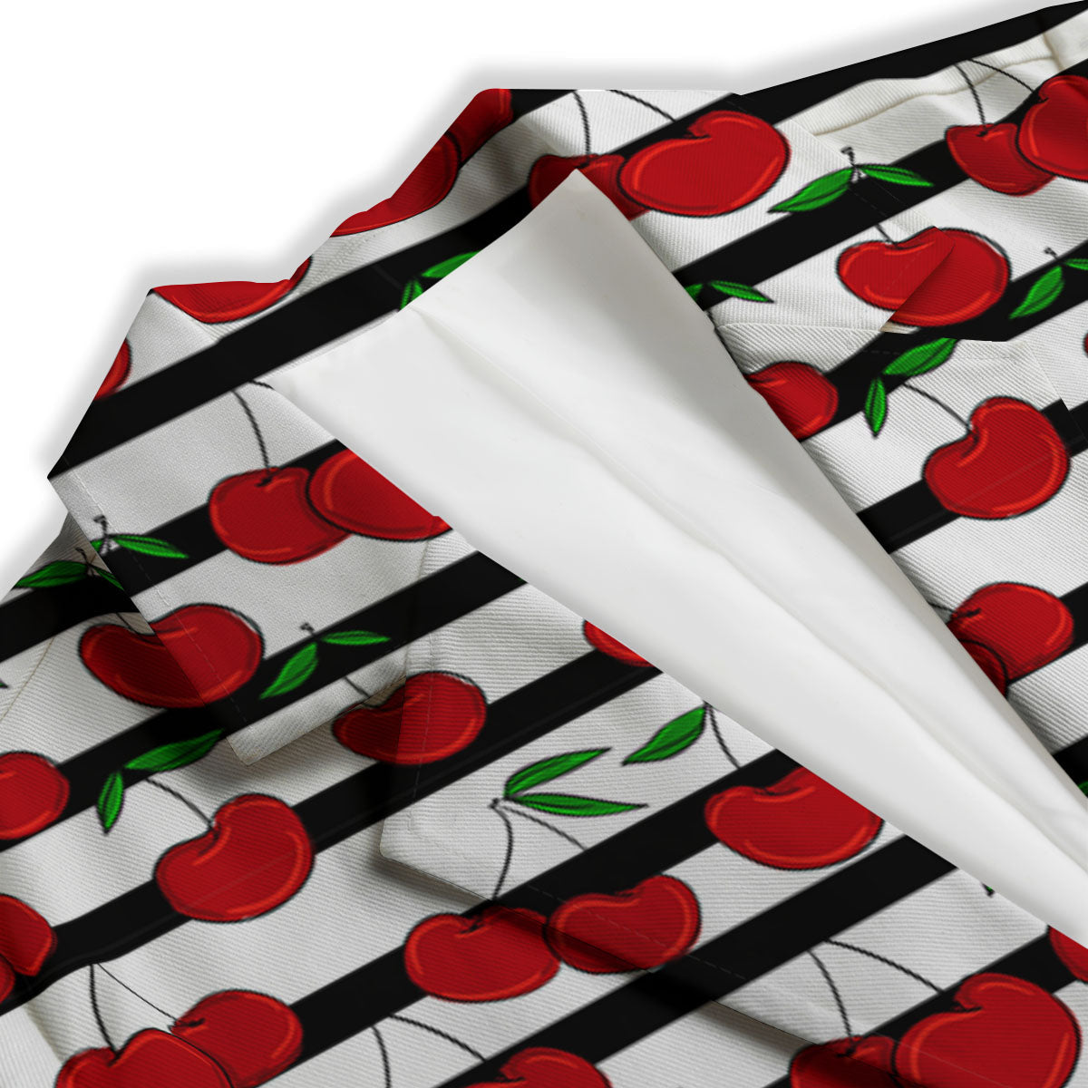 Striped Cherry Print Pattern Women's Blazer-grizzshop