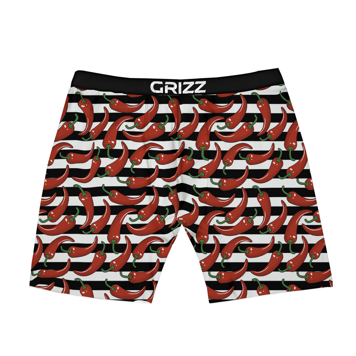 Striped Chili White And Black Print Boxer Briefs-grizzshop