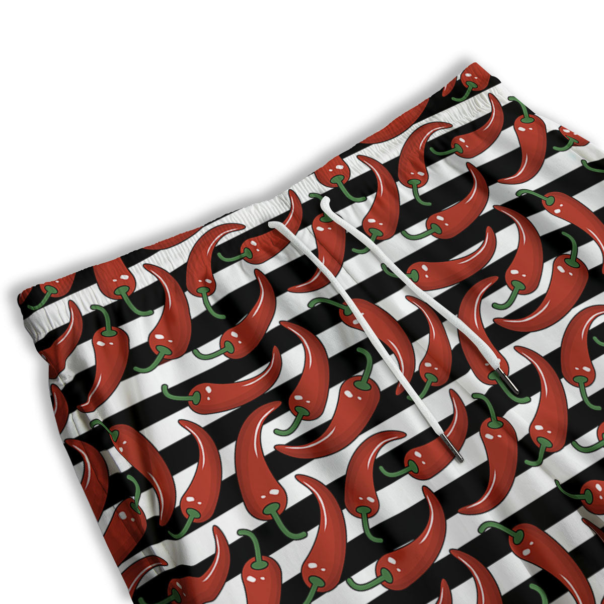 Striped Chili White And Black Print Men's Athletic Shorts