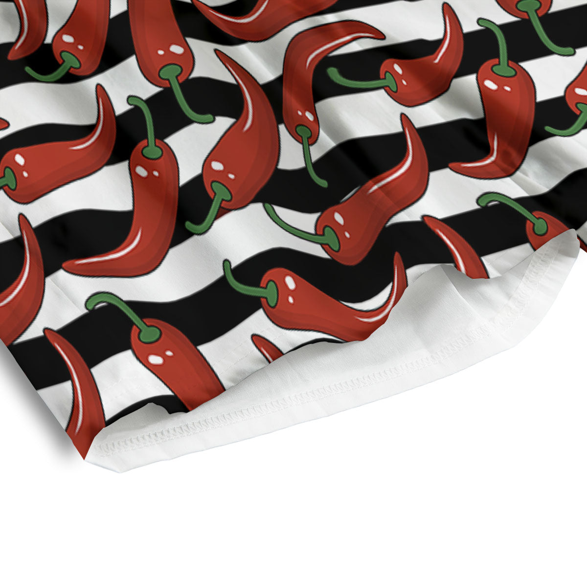 Striped Chili White And Black Print Men's Athletic Shorts
