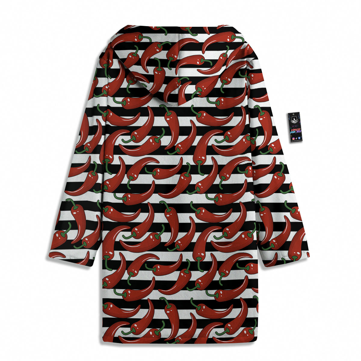 Striped Chili White And Black Print Men's Windbreaker Jacket-grizzshop
