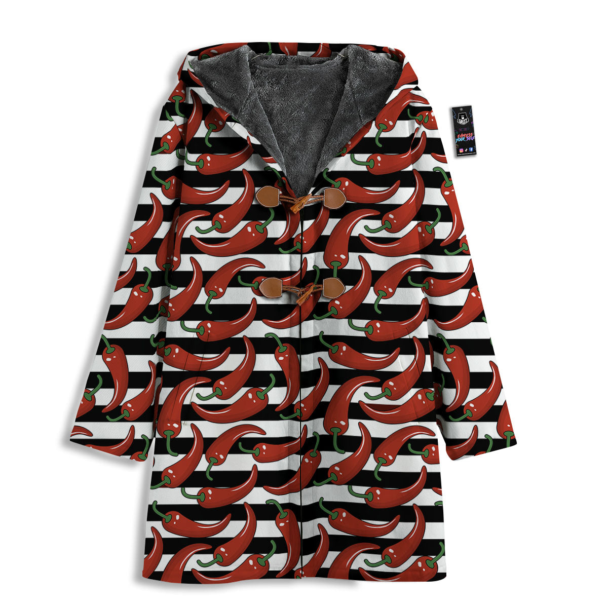 Striped Chili White And Black Print Men's Windbreaker Jacket-grizzshop