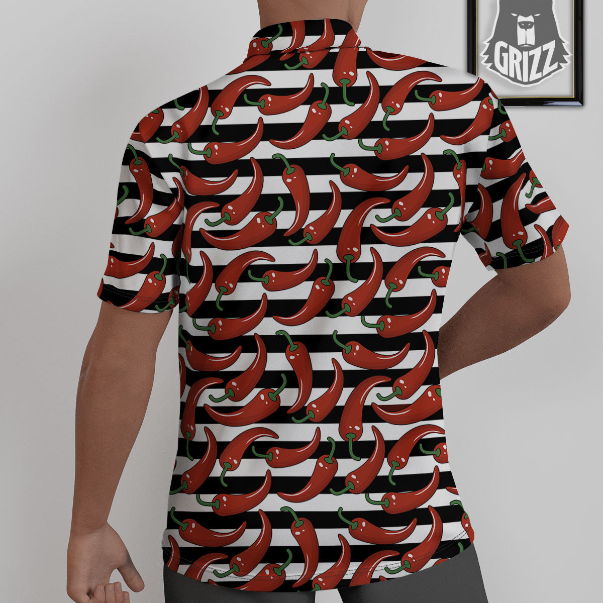 Striped Chili White And Black Print Untucked Shirts-grizzshop