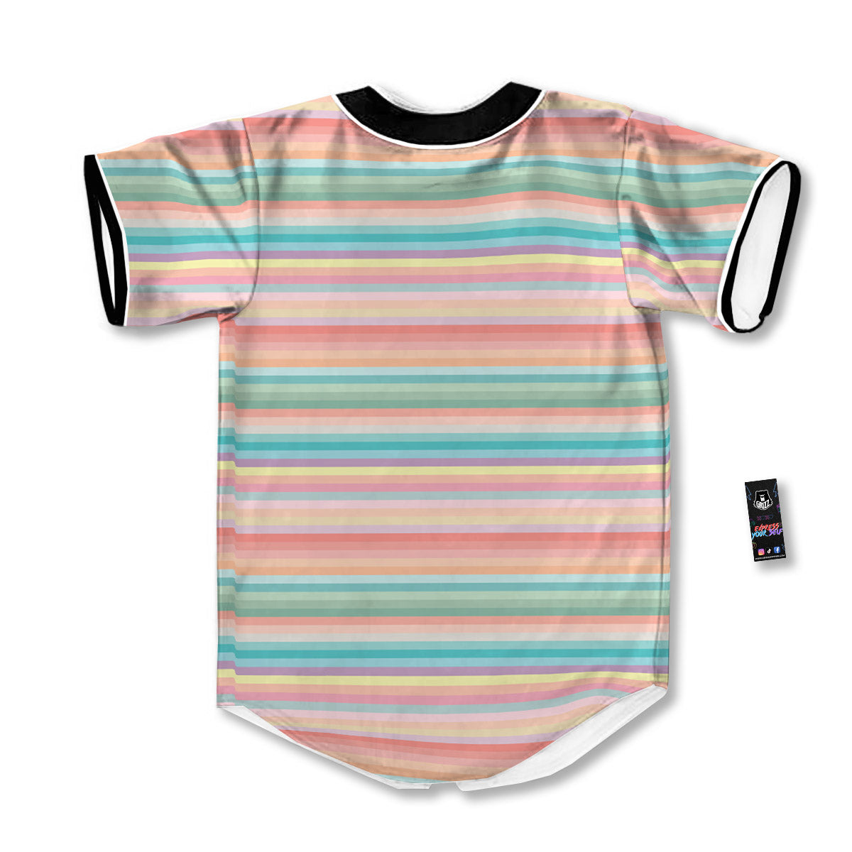 Striped Colorful Print Pattern Baseball Jersey-grizzshop