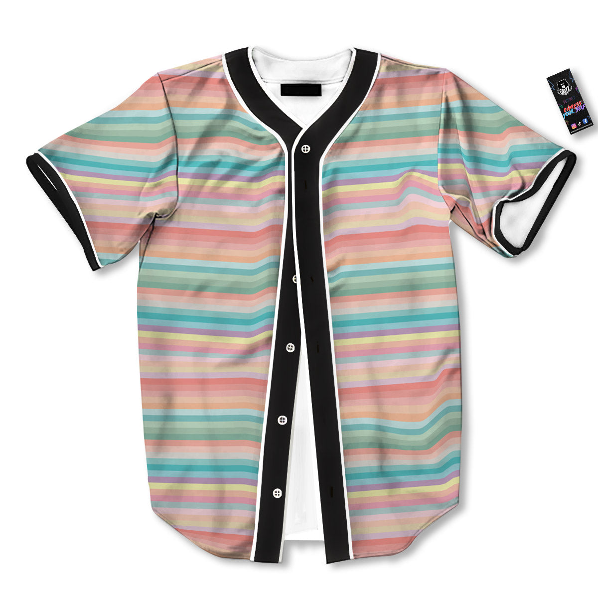 Striped Colorful Print Pattern Baseball Jersey-grizzshop