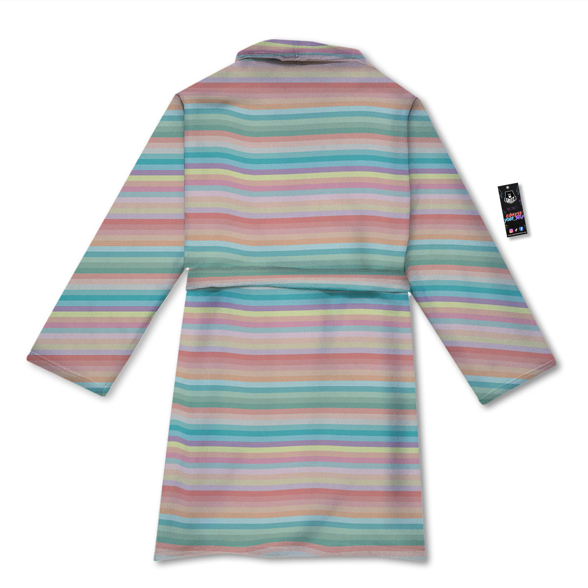 Striped Colorful Print Pattern Bathrobe-grizzshop