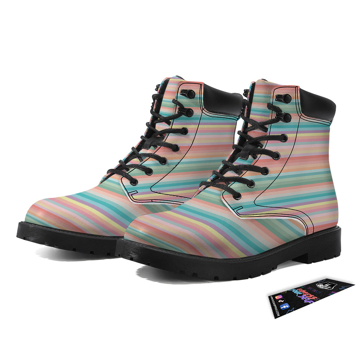 Striped Colorful Print Pattern Boots-grizzshop