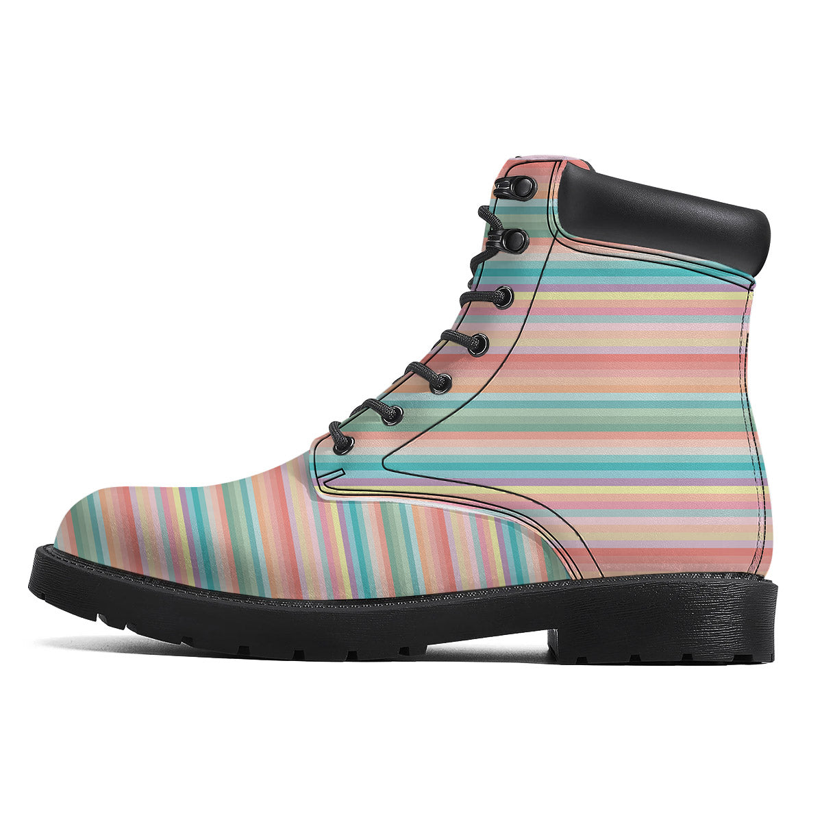 Striped Colorful Print Pattern Boots-grizzshop