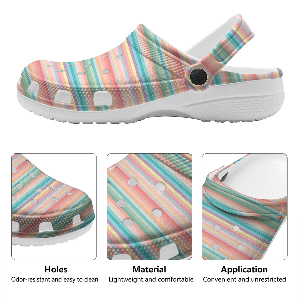 Striped Colorful Print Pattern Clog-grizzshop
