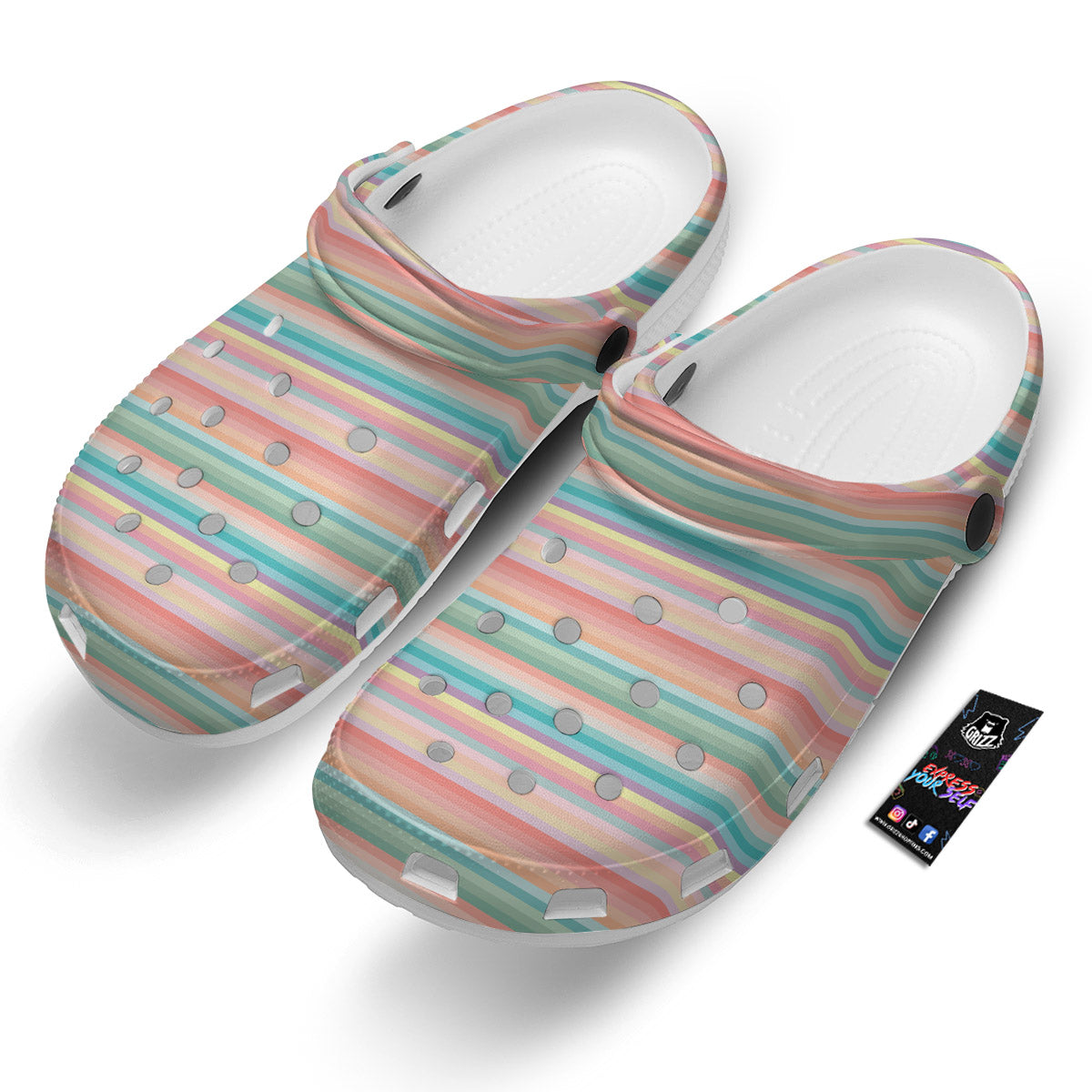 Striped Colorful Print Pattern Clog-grizzshop