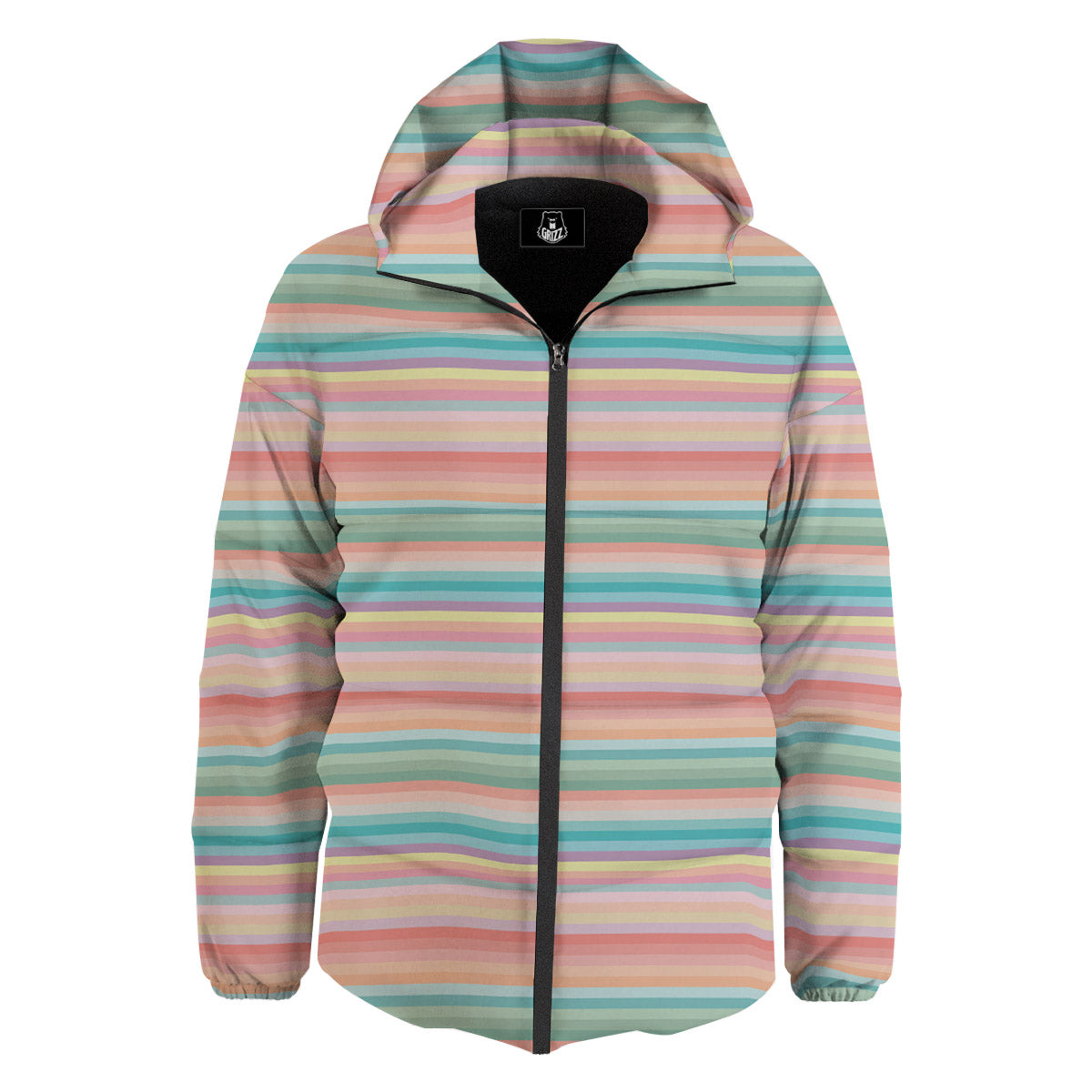 Striped Colorful Print Pattern Down Jacket-grizzshop