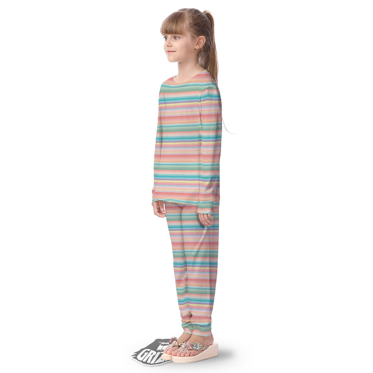 Striped Colorful Print Pattern Kid's Pajamas-grizzshop