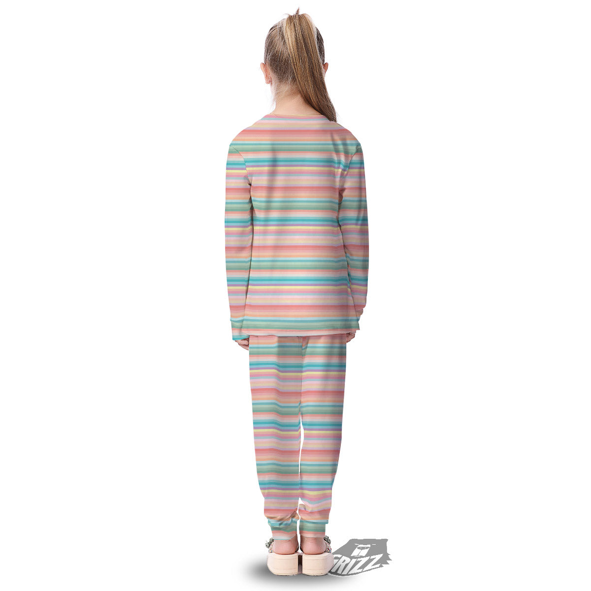 Striped Colorful Print Pattern Kid's Pajamas-grizzshop