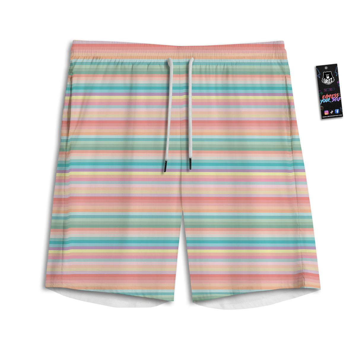 Striped Colorful Print Pattern Men's Athletic Shorts