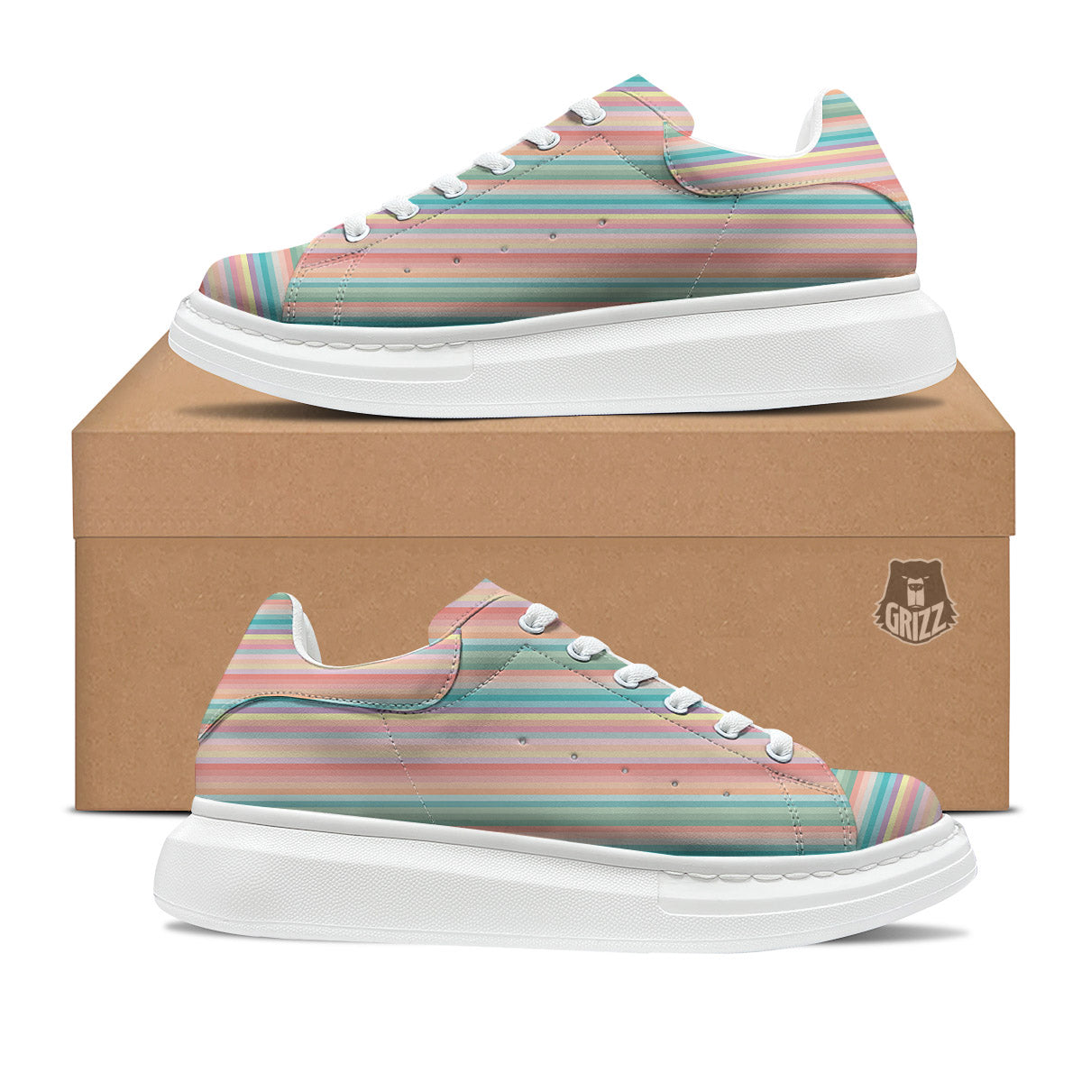 Striped Colorful Print Pattern Platform Shoes-grizzshop