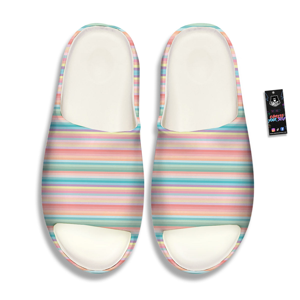 Striped Colorful Print Pattern Sandals-grizzshop