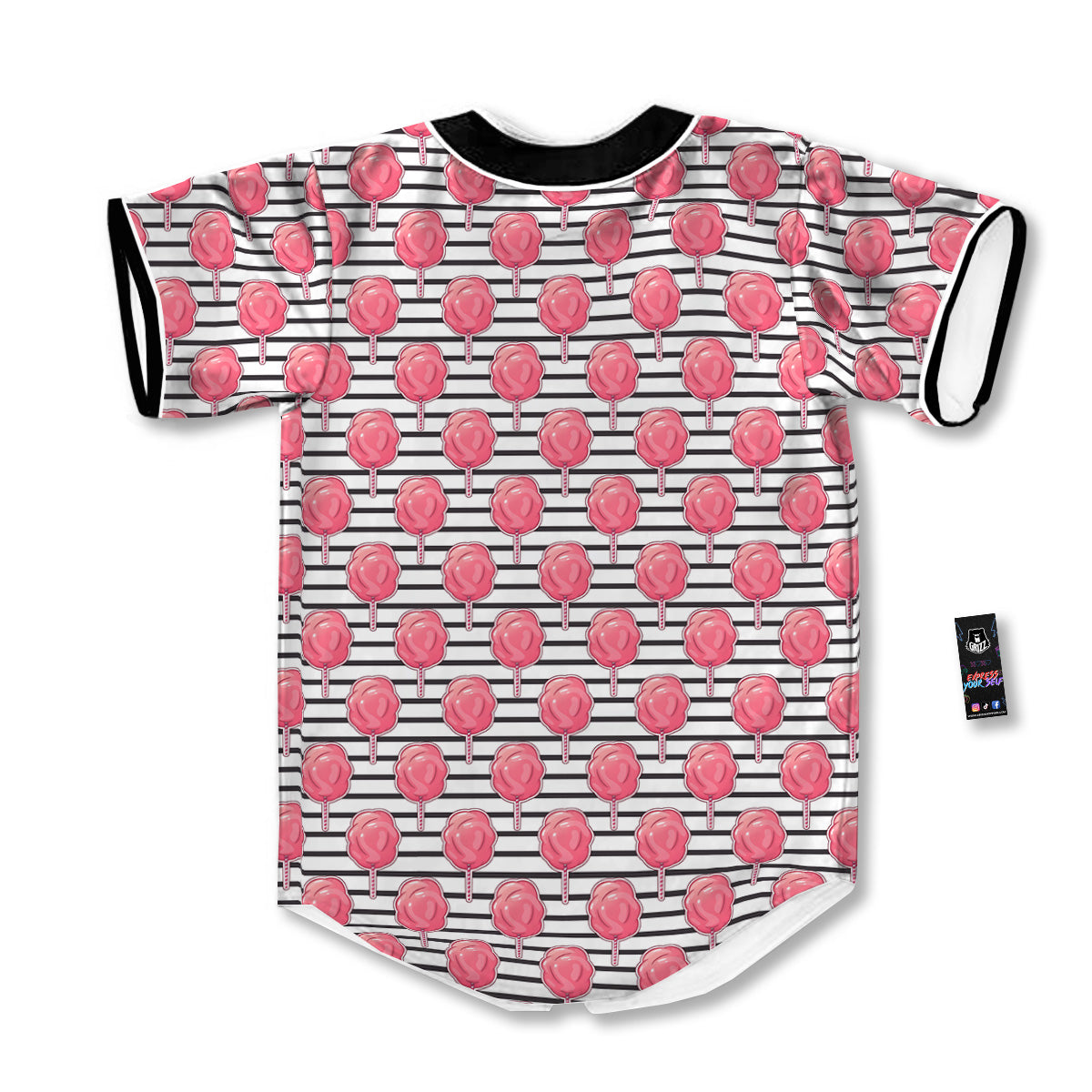 Striped Cotton Candy Print Pattern Baseball Jersey-grizzshop